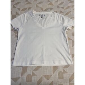 SPANX White Cotton V Neck Tee Size S